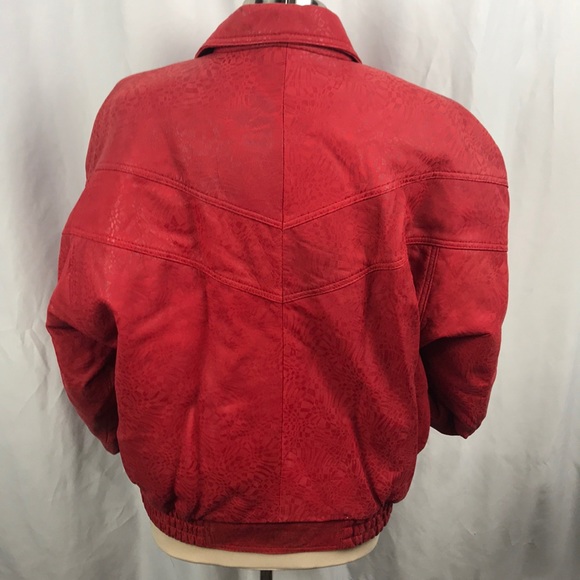 Vintage Pierce Arrow Red Leather Jacket 80s Glam - Picture 3 of 6